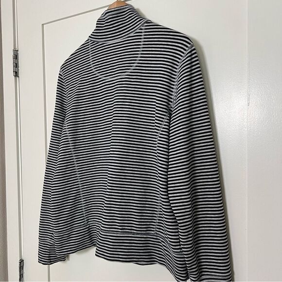LL Bean Sweatshirt Womens Large White Blue Stripe Full Zip Stretch Outdoor Soft - Picture 8 of 13